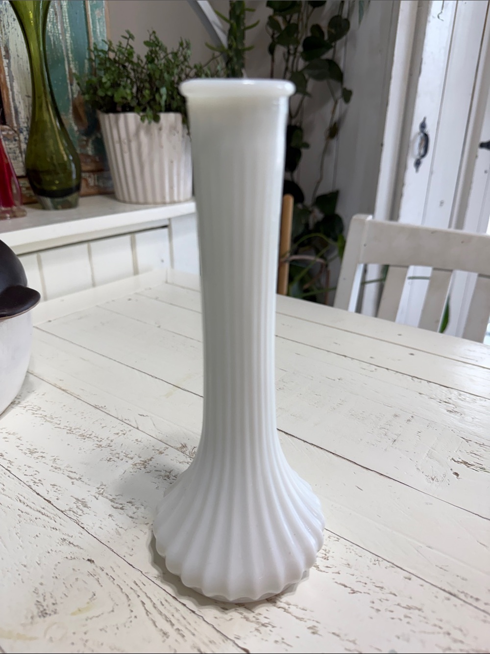 White Milk Glass Bud Vase -